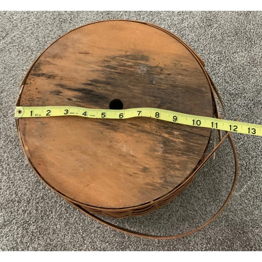Vintage 1995 Longaberger Round Wood Basket Retro Cottagecore Farmhouse Boho 90s